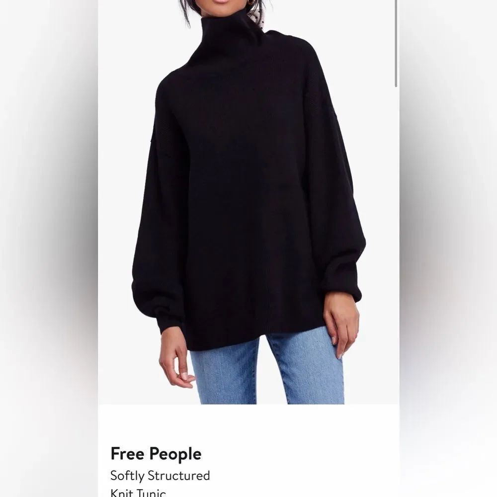 Free people softly structured knit tunic slouchy turtleneck sweater